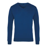 Bluzy sportowe męskie - Sweter Męski Z Dzianiny Z Dekoltem V - miniaturka - grafika 1