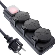 Kable - InLine® Outdoor-Steckdosenleiste, 3-fach Schutzkontakt, IP44, mit Schalter, 3m - miniaturka - grafika 1