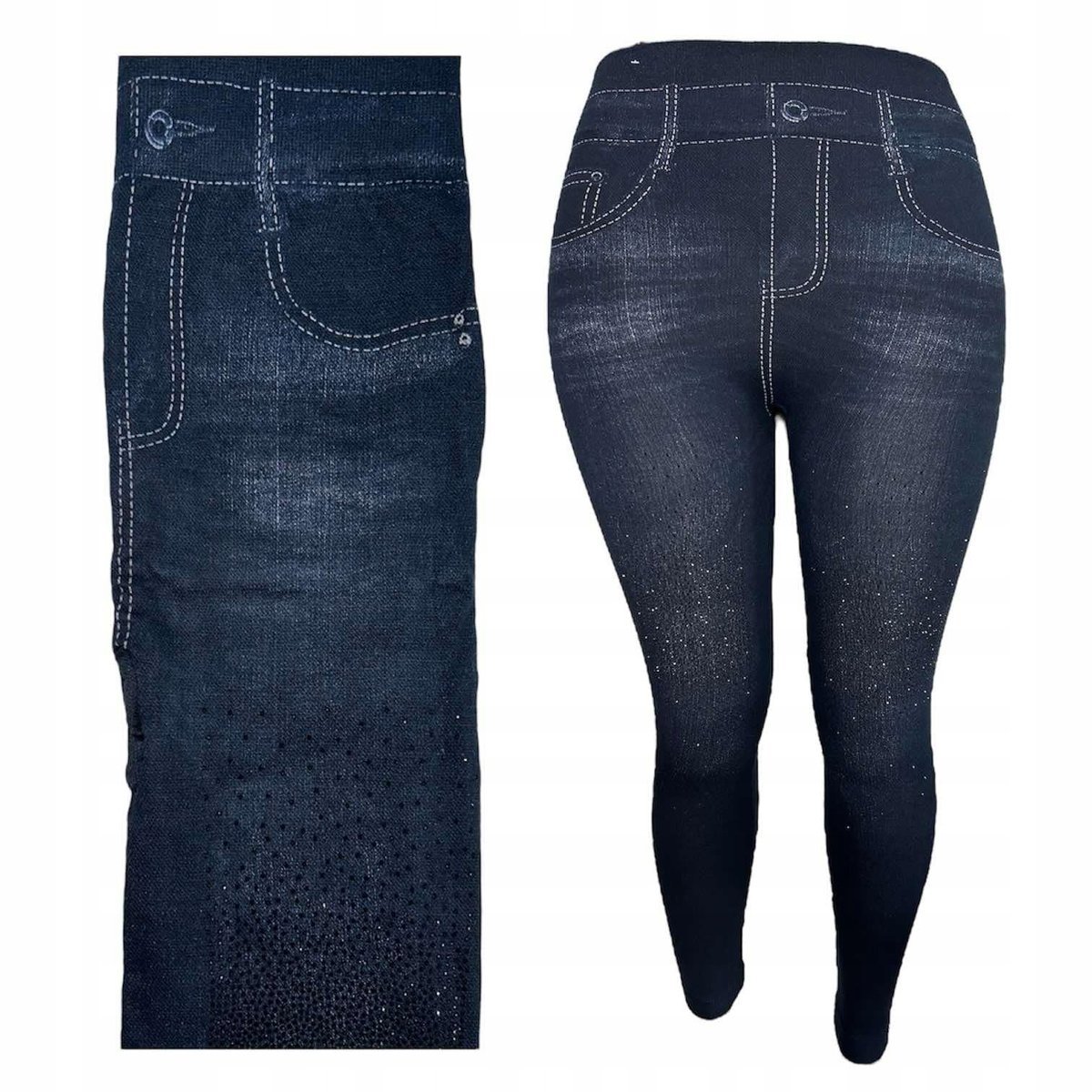 LEGINSY MODELUJĄCE ALA JEANS WYSOKI STAN CYRKONIE blink getry 40 42 L XL 03