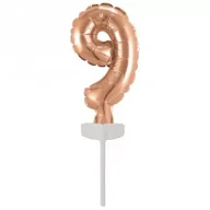 Balony i akcesoria - Balon foliowy mini cyfra 9 różowe złoto 7x12cm - miniaturka - grafika 1