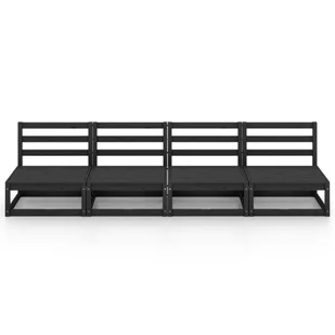 VidaXL 4-osobowa sofa ogrodowa, czarna, lite drewno sosnowe 3075343 - Sofy ogrodowe - miniaturka - grafika 1