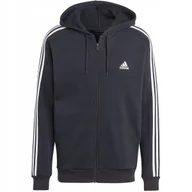 Bluzy męskie - Bluza męska adidas Essentials Fleece 3-Stripes Full-Zip czarna IB4029 S - miniaturka - grafika 1