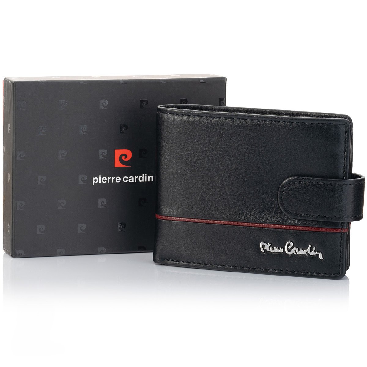 Elegancki portfel męski zapinany YS605 323A z RFID - czarno-czerwony