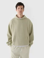 Bluzy męskie - 4F Bluza dresowa nierozpinana z kapturem męska - oliwkowa/khaki XXL - miniaturka - grafika 1