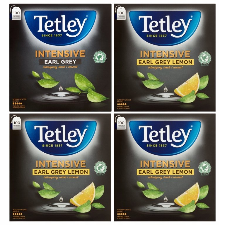 Zestaw herbat czarnych Tetley 3x Earl Grey Lemon 1x Earl Grey 400 torebek