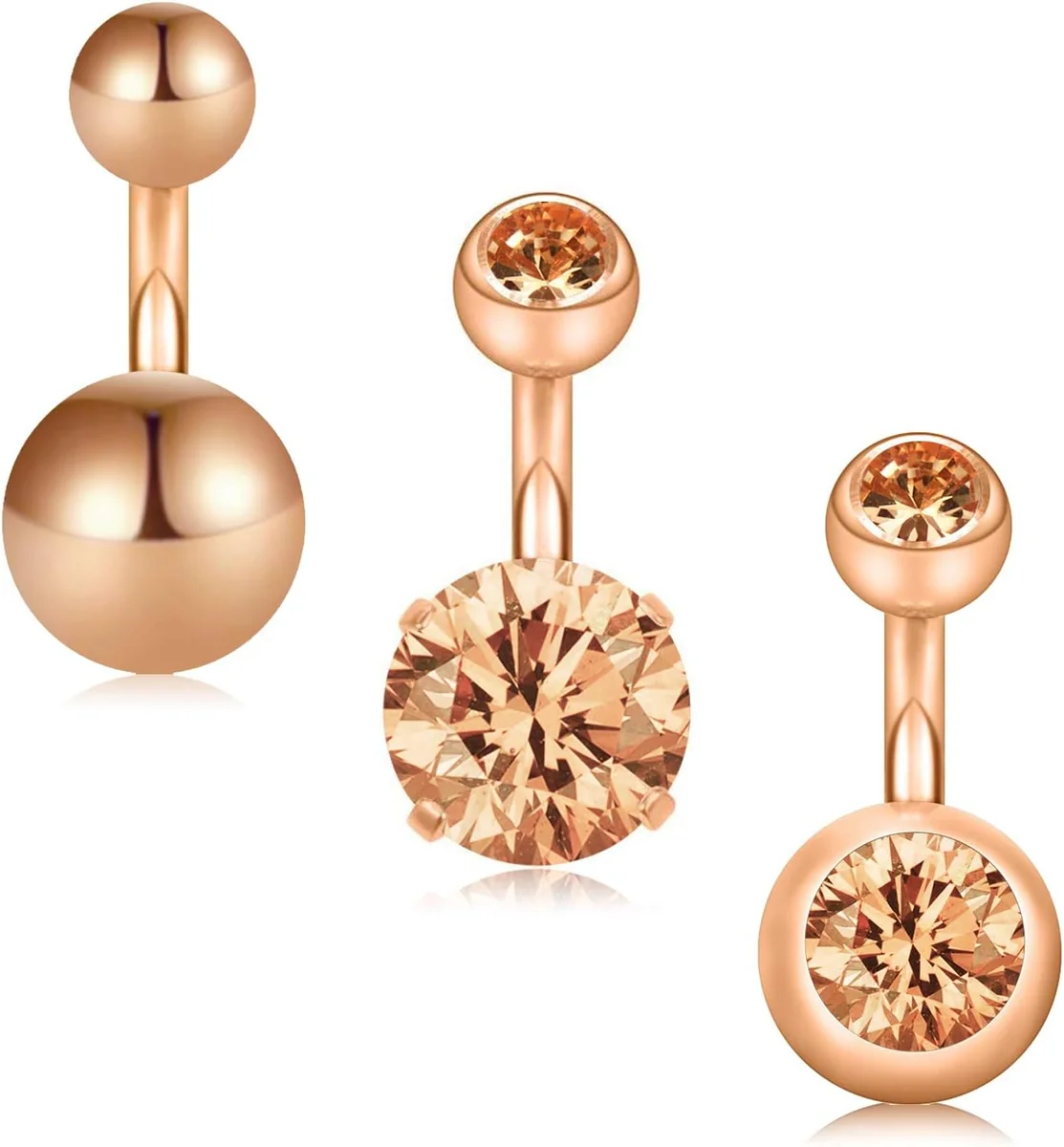 KOLCZYKI PĘPEK 3SZT 6MM STAL CHIRURGICZNA KULKA BIŻUTERIA PIERCING