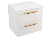 Szafki łazienkowe - Szafka Wisząca Z Blatem ATH 50 cm - Biały Mat - Uchwyty Złote Polerowane - miniaturka - grafika 1