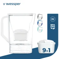 Dzbanki i imbryki - Dzbanek filtrujący wodę Wessper 2,7 l na drzwi lodówki, z filtrem z węglem aktywnym, kompatybilny z wkładem filtrującym Brita Maxtra 10x - biały - miniaturka - grafika 1