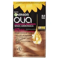 Farby do włosów i szampony koloryzujące - Garnier Olia Farba do Włosów, 8.0 Jasny Blond, 232 g - miniaturka - grafika 1