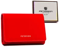 Portfele - Elegancki portfel damski ze skóry ekologicznej z ochroną kart RFID Peterson, czerwony - miniaturka - grafika 1