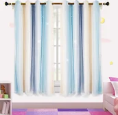 Firany i zasłony dla dzieci - Zasłona Stars z oczkami Dwuwarstwowa nieprzezroczysta zasłona zaciemniająca Zasłony dla dziewczynek do pokoju dziecięcego Sypialnia, Niebieski, 132x213cm - miniaturka - grafika 1