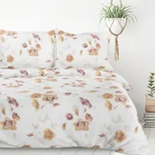 Pościel - Komplet pościeli w kwiaty D91/POS/IGA 160 x 200 cm + 70 x 80 cm 2 sztuki biało-pomarańczowy - miniaturka - grafika 1