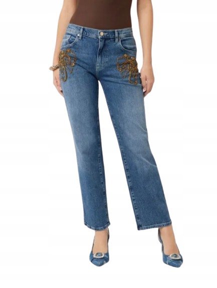 GUESS JEANSY Z DOBRZE ZDOBIONYMI CEKINAMI NA UDACH 29/30 GMA