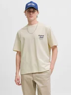 Koszulki męskie - Jack & Jones Koszulka "Jormorrebro" w kolorze beżowym - miniaturka - grafika 1