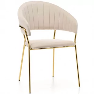 Krzesło tapicerowane Glamour • C-889 • welur beż, złote nogi - Krzesła - miniaturka - grafika 1