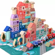 Klocki - Drewniane Klocki Miasto Auta Puzzle Zestaw 115 El - miniaturka - grafika 1