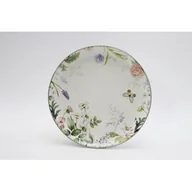 Talerze - Talerz ceramiczny z motywem kwiatowym 21 cm biało-szary - miniaturka - grafika 1