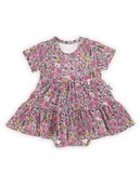 Body dla niemowląt - Niemowlęce sukienko-body z krótkim rękawem w łączkę różowe Nicol,r.56 - miniaturka - grafika 1