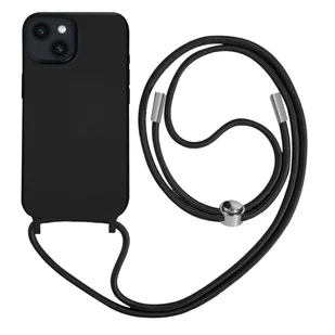 Półsztywne etui do iPhone'a 14 ze smyczą o długości 80 cm, czarne - Etui i futerały do telefonów - miniaturka - grafika 1