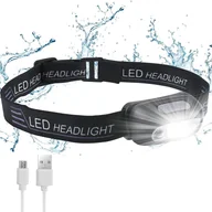 Latarki - Ładowana latarka czołowa - latarka czołowa 200 lm z czujnikiem, lekka i regulowana, idealna na kemping, piesze wycieczki i jazdę na rowerze - miniaturka - grafika 1