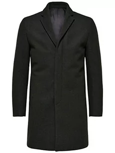 SELECTED HOMME Męski płaszcz Slhbrove Wool Coat B Noos, ciemnozielony, L - Płaszcze męskie - miniaturka - grafika 1