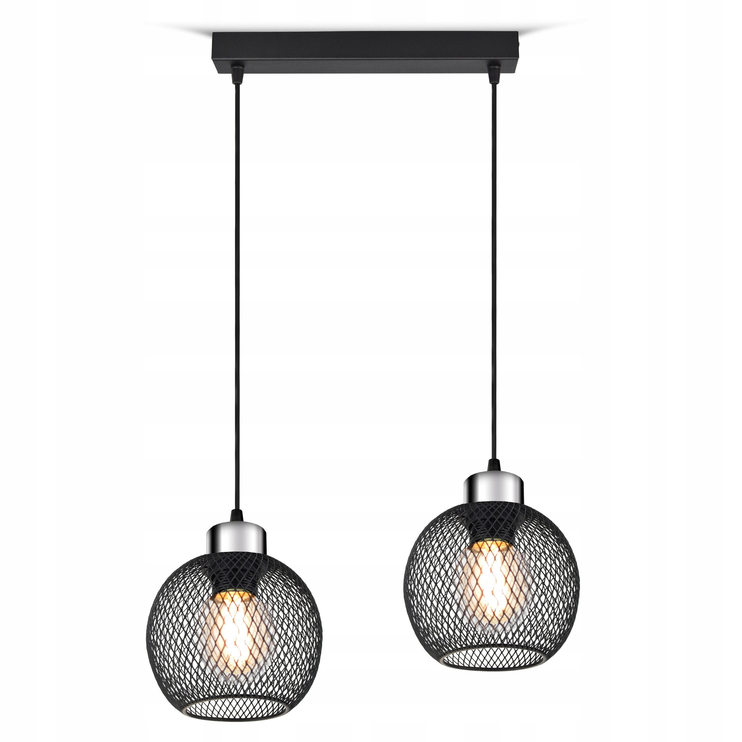 Lampa Sufitowa Żyrandol Wisząca Vintage LOFT Reflektor 444-BZ2 E27 Z Siatki