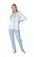 Piżamy damskie - Niebieska bawełniana piżama damska Helena : Kolor - Niebieski + Druk, Rozmiar - 44 - miniaturka - grafika 1