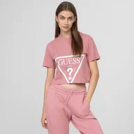 Koszulki sportowe damskie - Damski t-shirt z nadrukiem GUESS ADELE CROP T-SHIRT - różowy - miniaturka - grafika 1