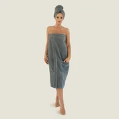 Okrycia kąpielowe dla dzieci - Turban Sauna 70x31 szary - miniaturka - grafika 1