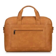 Torebki damskie - Torba na laptopa 17" z imitacji skóry brązowa - miniaturka - grafika 1