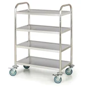 Wózki magazynowe - B2B Partner Nierdzewny wózek półkowy, 4 półki, 710x410 mm WT-A00601 - miniaturka - grafika 1