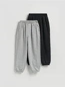 Majtki dla dzieci - Reserved - Dresowe joggery 2 pack - czarny - miniaturka - grafika 1