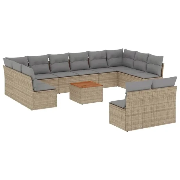 Zestaw wypoczynkowy ogrodowy modułowy beżowy, rattan PE, 62 x 62 x 69 cm
