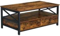 Ławy i stoliki kawowe - Ława prostokątna kawowa rustykalny z szufladami brąz P6-G80 - miniaturka - grafika 1