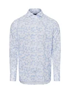 Koszule męskie - JOOP! Koszula męska z zawartością lnu - Pai-W Mężczyźni Slim Fit Bawełna niebieski|biały wzorzysty, 38 - miniaturka - grafika 1