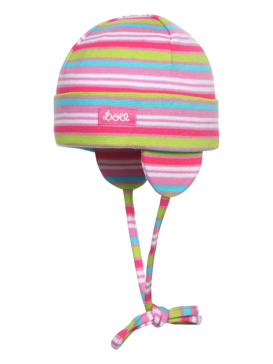 Dziewczęca czapka w paski wiązana zielona Doll r.41