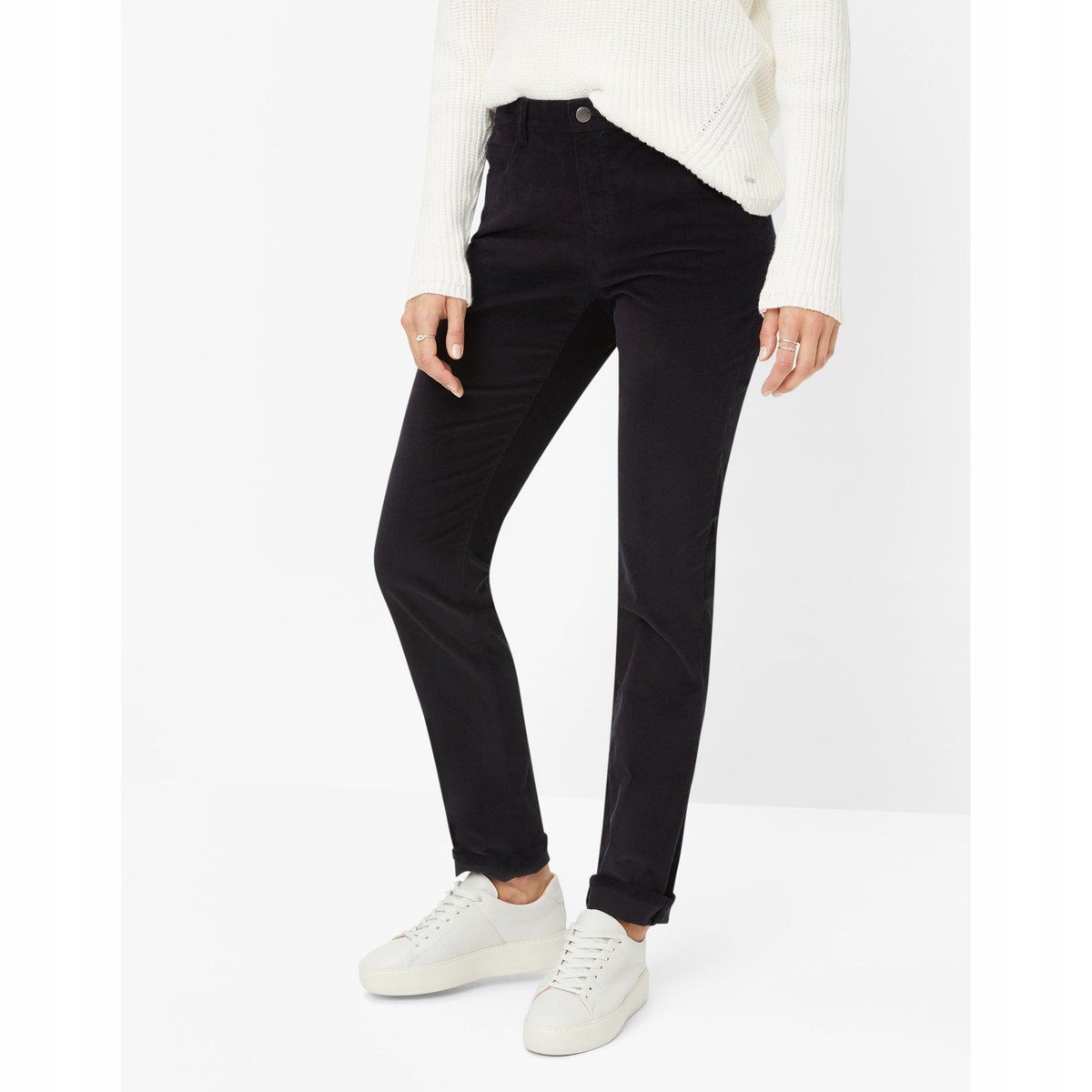 BRAX CASUAL CZARNE SPODNIE CHINOS Z MANKIETEM BAWEŁNA 48 6FA