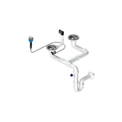 Syfony - Tycner Syfon zlewozmywakowy podwójny rurowy z przelewem - miniaturka - grafika 1