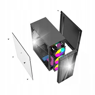 CZARNA OBUDOWA GAMINGOWA KOLOROWE PODŚWIETLENIE WENTYLATORY ARGB OKNO ATX - Obudowy komputerowe CZARNA OBUDOWA GAMINGOWA KOLOROWE PODŚWIETLENIE WENTYLATORY ARGB OKNO ATX - Obudowy komputerowe - miniaturka - grafika 1