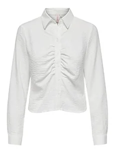 ONLY Damska bluzka Onlmette Ls Wrinkle Short Top Noos WVN, biały, M - Bluzki damskie - miniaturka - grafika 1