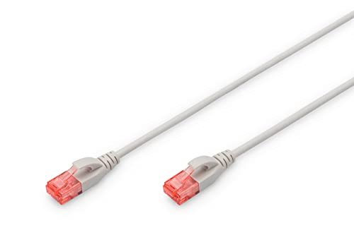 DIGITUS LAN Kabel Cat 6-0,25m - Smukły - Kabel sieciowy RJ45 - UTP nieekranowany - Kompatybilny z Cat-6A - Szary