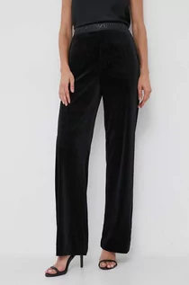 Spodnie damskie - Emporio Armani spodnie dresowe kolor czarny gładkie - grafika 1