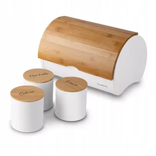 Zestaw Chlebak Pojemniki Kawa Cukier Herbata Stalowy Bambus Volano Biały - Herbata - miniaturka - grafika 1