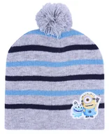 Czapki damskie - Szara, ciepła czapka w paski Minionki 3-4 lat 104 cm - miniaturka - grafika 1