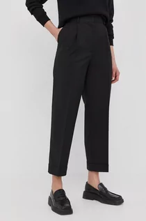 Spodnie damskie - The Kooples The Kooples spodnie wełniane damskie kolor czarny proste high waist - grafika 1