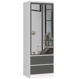 Szafa STAR S 60 cm 2 drzwi 2 szuflady z lustrem - biała-grafit szary - Szafy - miniaturka - grafika 1