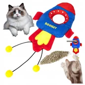 Zabawki dla kotów - Zabawka dla kota SZELESZCZĄCA z KOCIMIĘTKĄ INTERAKTYWNA pluszowa rakieta - miniaturka - grafika 1