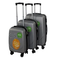 Walizki - Twarde walizki podróżne na bagaż z kółkami srebrne, zestaw 3szt. H23083S - miniaturka - grafika 1