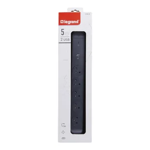 Legrand Przedłużacz ochronny - 5X2P+Z+USB AC 1.5M-CZARNY - Listwy zasilające - miniaturka - grafika 3