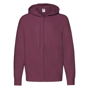 Bluza męska z kapturem i zamkiem Lightweight Fruit of the Loom - Burgund S - Bluzy męskie - miniaturka - grafika 1